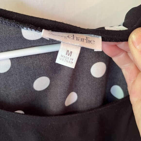 charming charlie medium black and white polka dot top/tunic - Picture 3 of 4